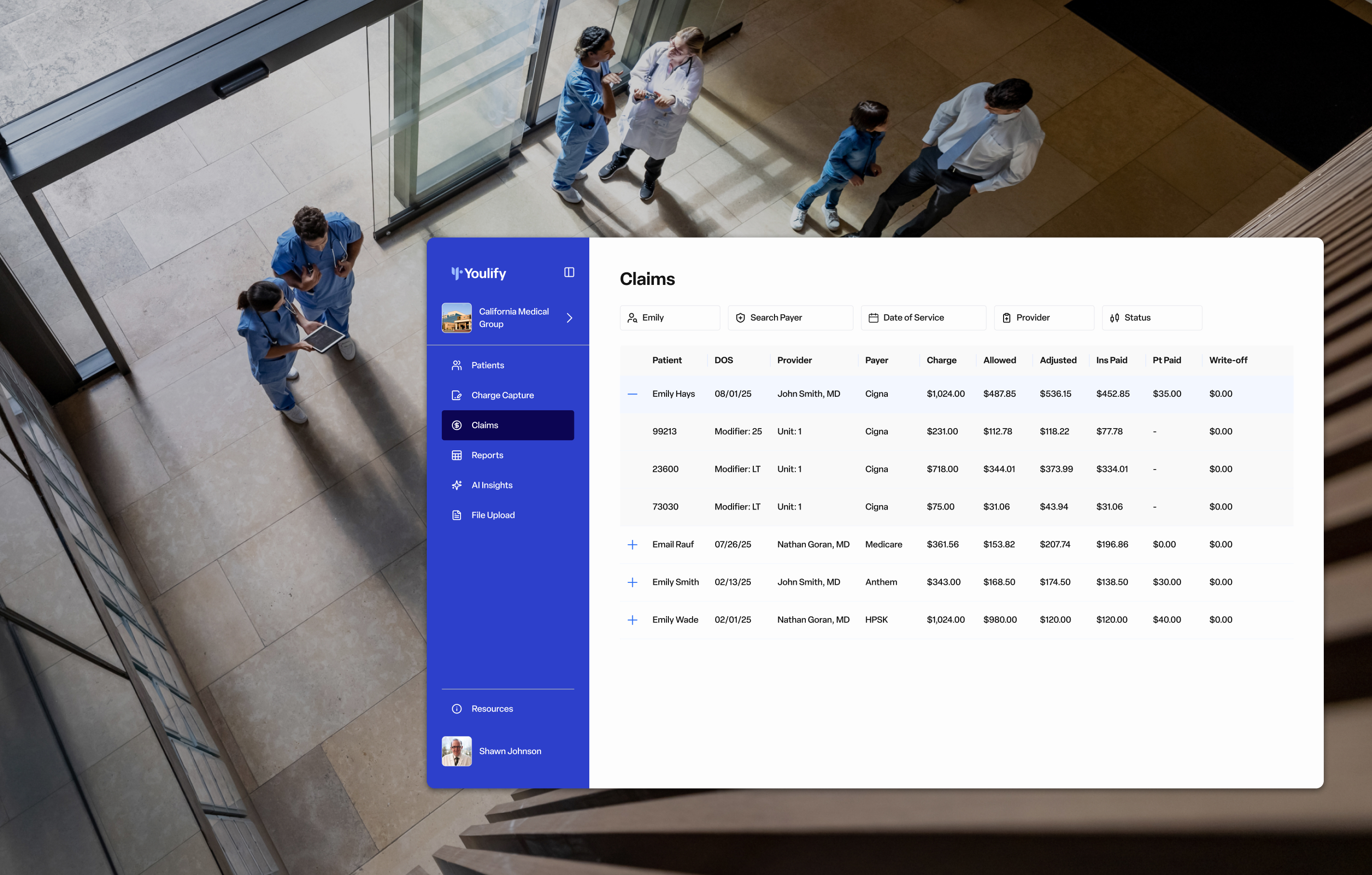 Youlify claims dashboard